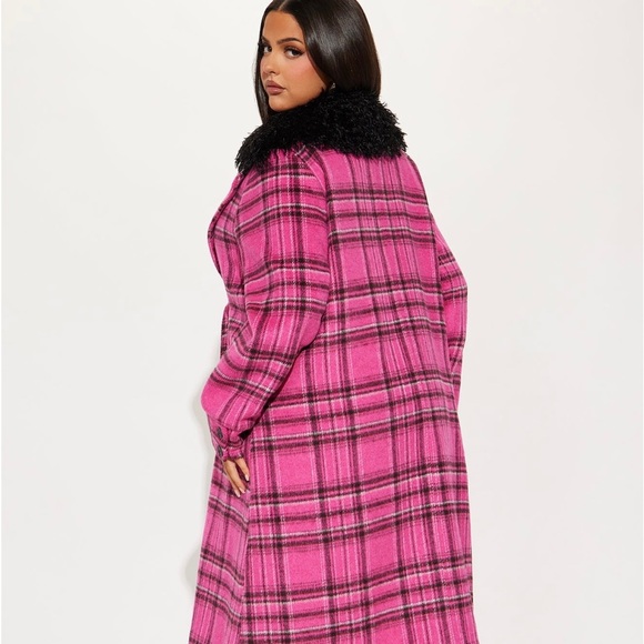 Pink and Black Plaid Trench Coat-Fashion Nova - Picture 3 of 9